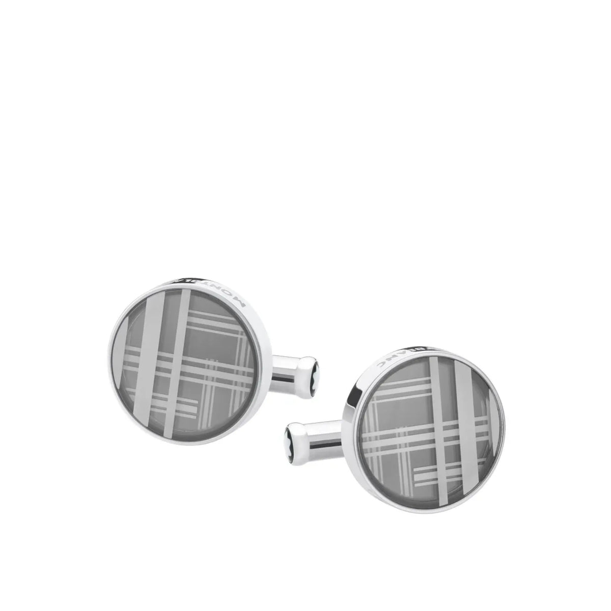 Contemporary Striped Stainless Steel Cuff Links